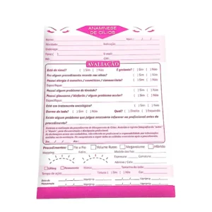 Ficha Anamnese Alongamento Cílios - Lash Designer 100Folhas
